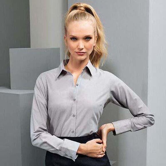 Premier Womens/Ladies Signature Oxford Long Sleeve Office/Formal Shirt/Blouse / - Picture 3 of 5